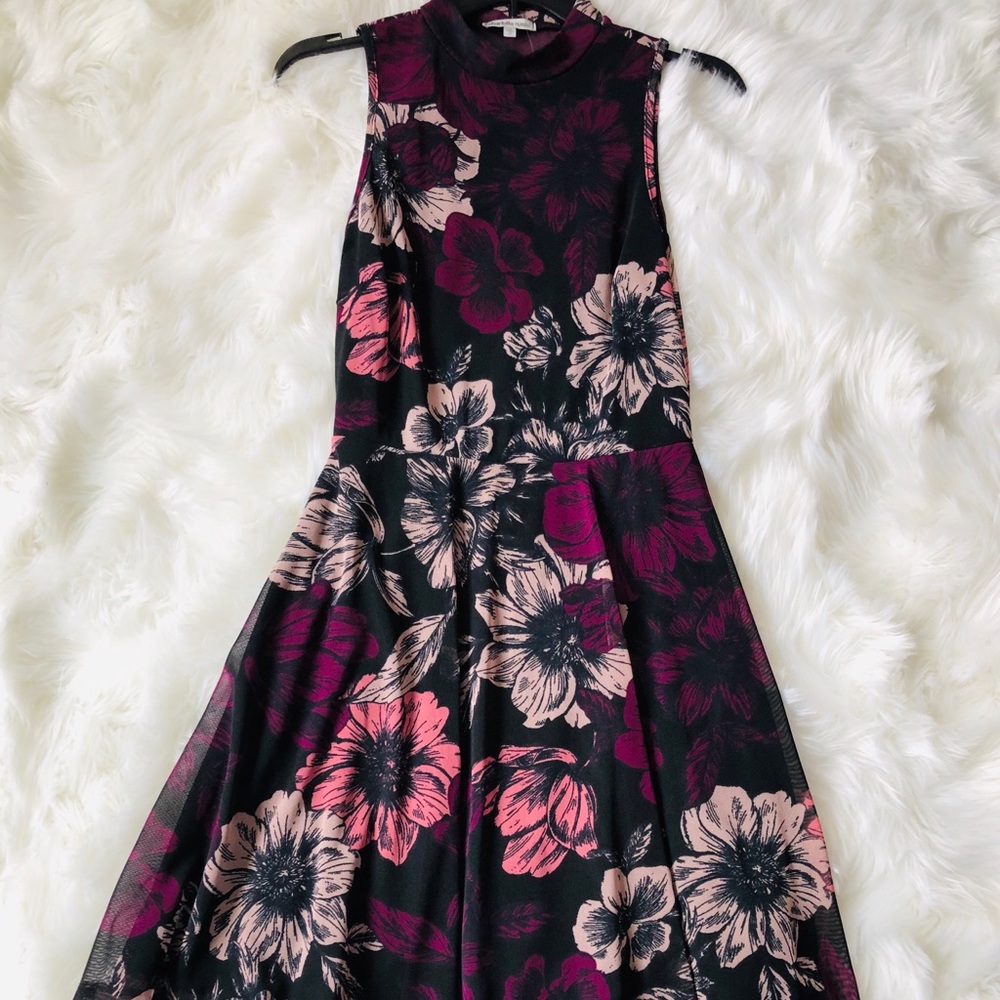 Charlotte Russe strapless black floral dress